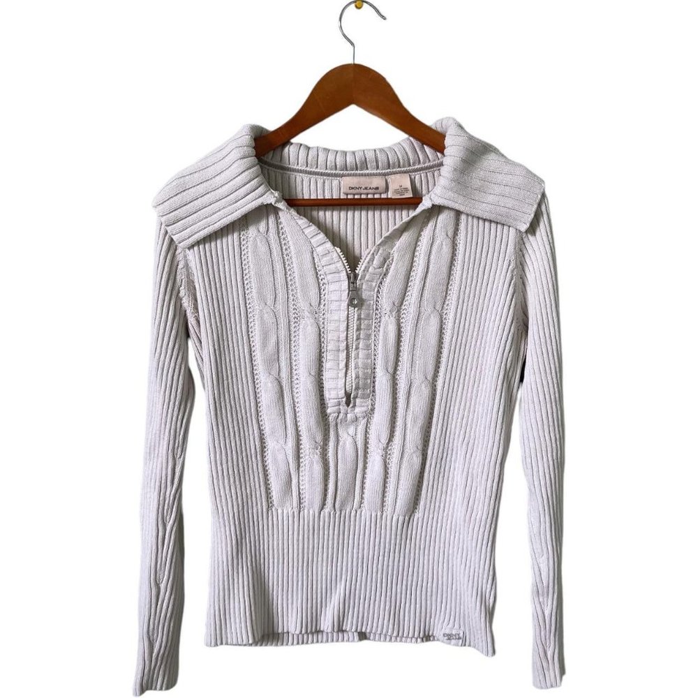 vintage dkny knit zip up sweater